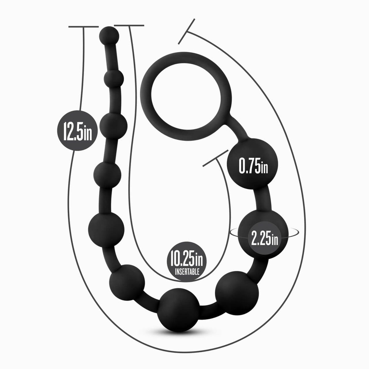 Silicone 10 Anal Beads - Black - Thorn & Feather