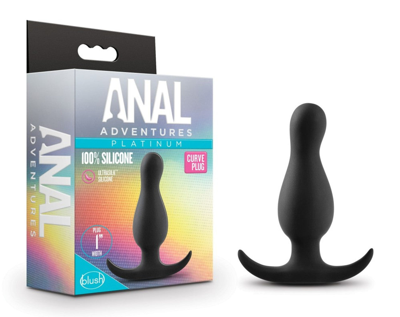 Anal Adventures Platinum Curve Silicone Butt Plug - Black - Thorn & Feather Sex Toy Canada