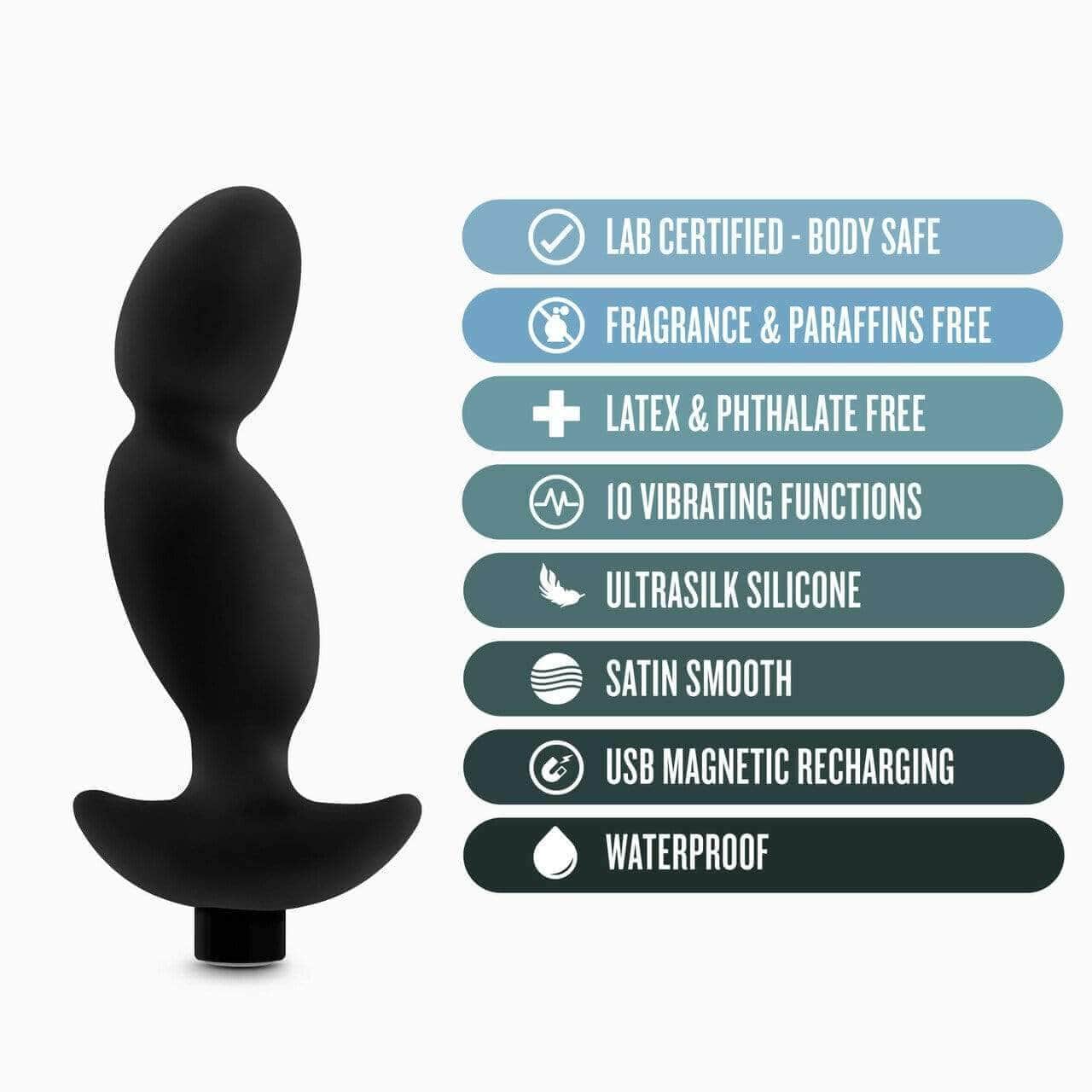 Silicone Vibrating Prostate Massager 04 - Black - Thorn & Feather